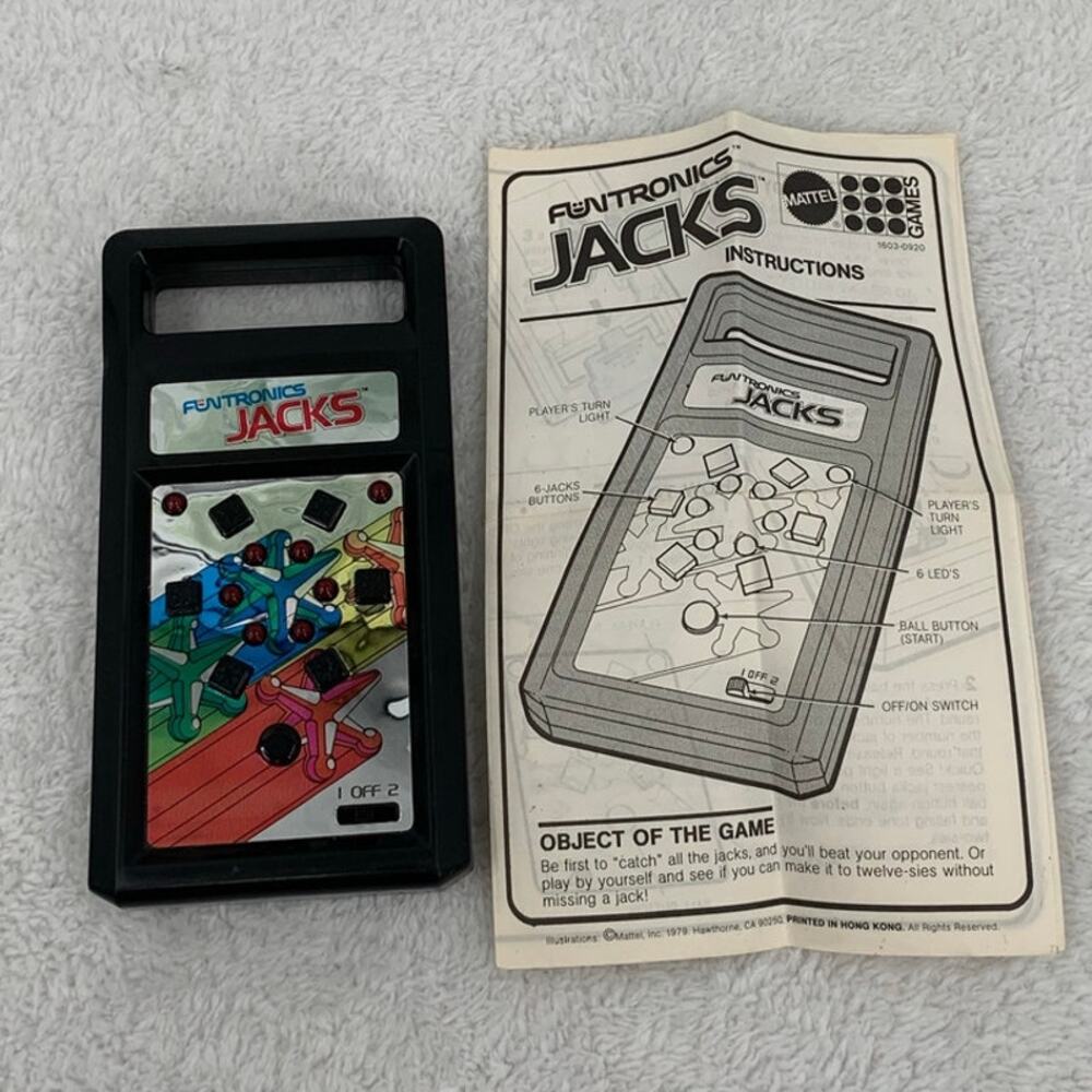 Mattel Funtronics JACKS Electronic Handheld Game & Manual Vintage 1979 Works